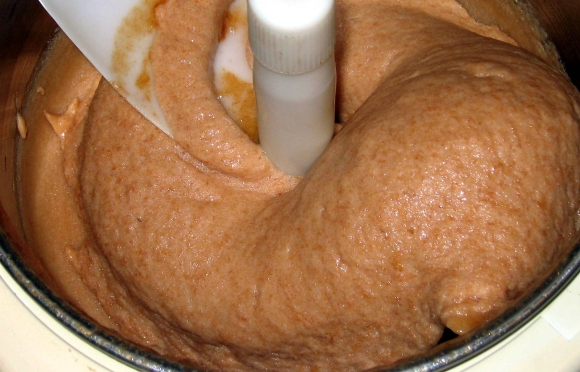 Blommesorbet færdig i maskinen