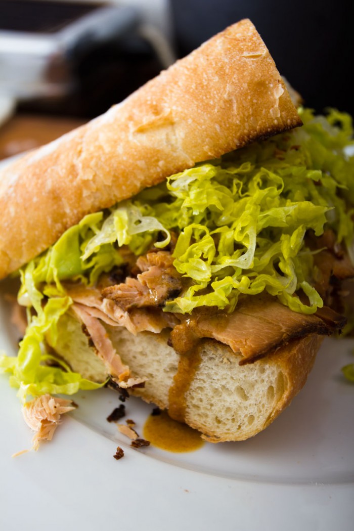 Sandwich på confiteret grissebasse